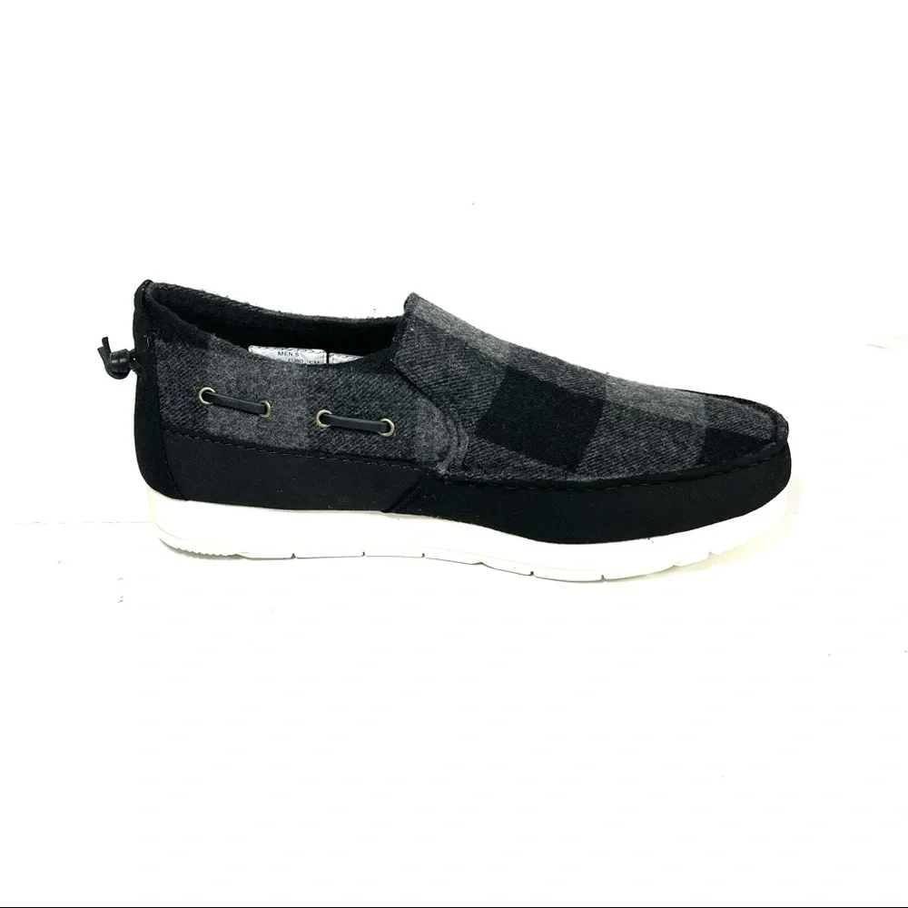 Sperry Top-Sider Mens‎ Moc-Sider Slip On Shoes Wool Black/Gray Plaid